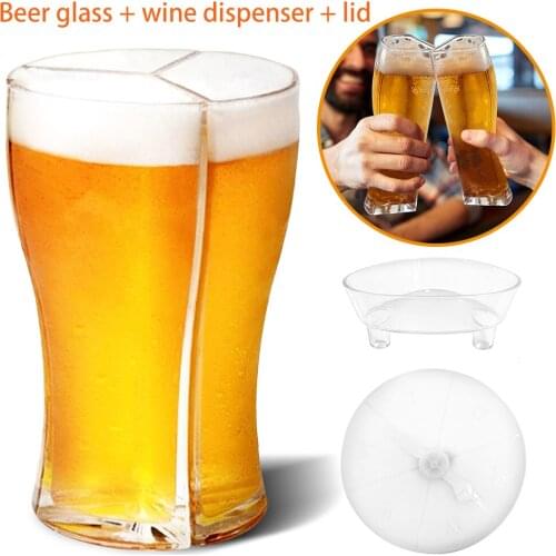 Personalized Beer Glasses Mug Separable 3 Part Large Capacity Fall Resistant Beer Mug Glass Cup Transparent for Bar Party Home