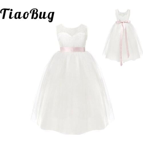 2021 White First Communion Flower Girls Dresses Little Girls Real Party Dress for Wedding Kids Evening Party Pyrotechnics Gowns