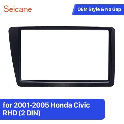 Seicane 2 Din Car Radio Fascia Dash Panel Trim Kit for 2001-2005 Honda Civic RHD Installation Trim Dash Kit DVD Frame Panel