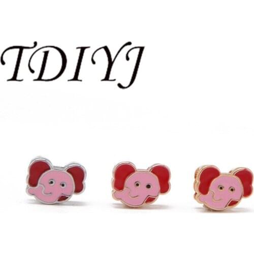 TDIYJ Pink Elephant Slide Charms Fit For DIY 8MM Stainless Steel Mesh Bracelets Women Jewelry 12Pcs/lot