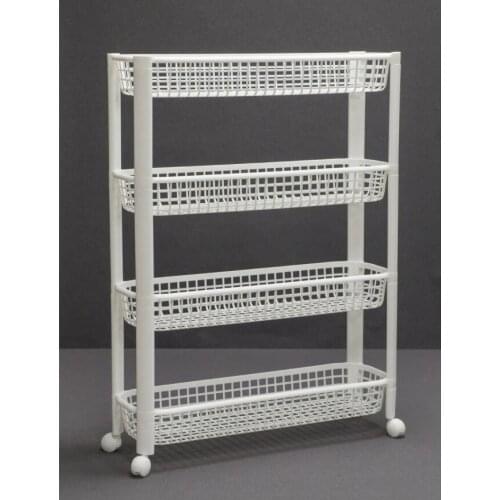 Storage Cart 4-Tier Mobile Shelving Unit Bathroom Rolling Cart Utility Storage Organizer Shelf for Kitchen/Bathroom/Office White