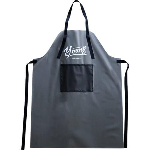 Pu waterproof and anti-oil apron Kitchen sleeveless apron Home thin kitchen plaid apron PU apron kitchen black apron