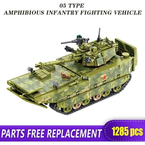 The Military high-tech WW2 Amphibious Infantry Fighting Vehicle Tank Model Building Blocks Bicks Toys With Figure Gift