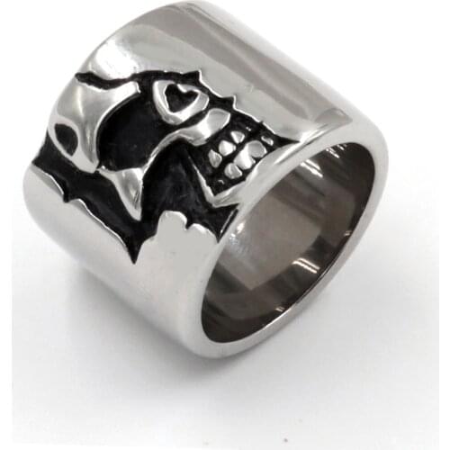 High Quality Rings Jewelry Punk Skull Head Biker Ring 316L Stainless Steel Jewelry Classic Vintage Skull Motor Biker Men Ring