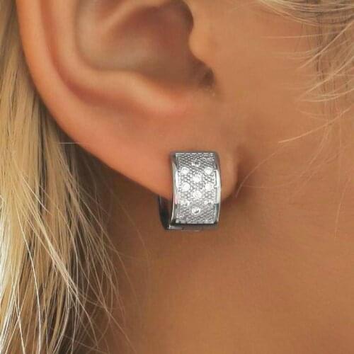 Silver plated Color Earrings Crystal Zircon Large Stud Earrings For Women Metal Earing Square Earings Jewelry Earring Brincos