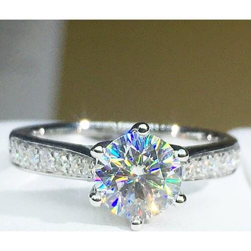 14K Au585 White Gold Women Wedding Party Engagement Ring 1 2 3 4 5 Carat Round Moissanite Diamond Ring Cross Trendy Elegant