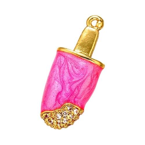 ZHUKOU 9*21mm Brass Cubic Zirconia ice cream Charms Candy Ice Cream Pendant for Jewelry making accessories model:VD423