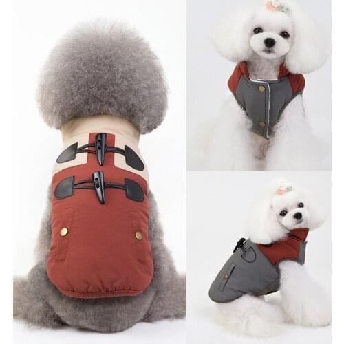 Winter Pet Dogs Clothes High Collar Warm Clothing Horns Buckle Cotton Vest For Chihuahua Puppy Medium Dog Cat Ropa Para Perro