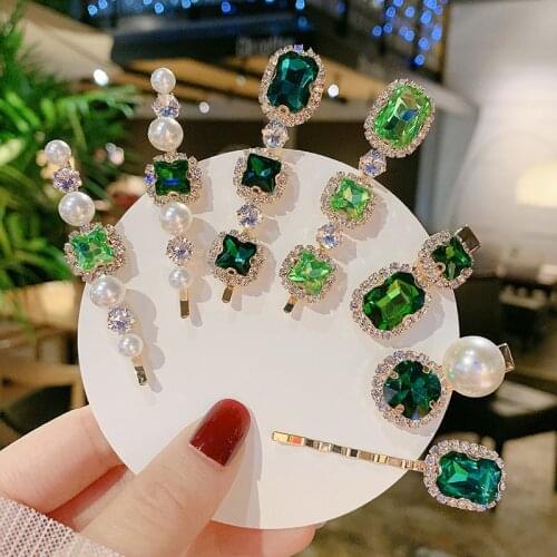 1Set gem Women Hair Clip Geometric Hair Ornament Girl Duckbill Barrette Hair Accessories Styling Tools Hairpins Headdress