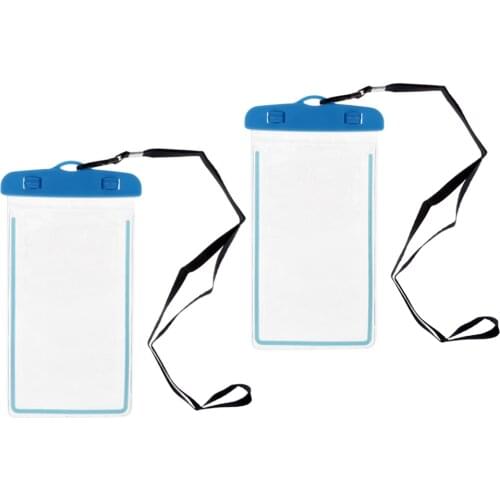 2 Underwater Waterproof Cell Phone Pouch Dry Bag Case Cover Touchscreen Blue