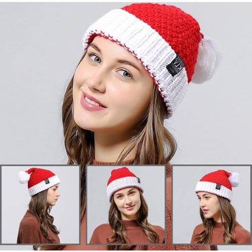 2020 New Year Thick Plush Knitted Christmas Hat Kids Christmas Decorations For Home Santa Claus Gift Warm Winter