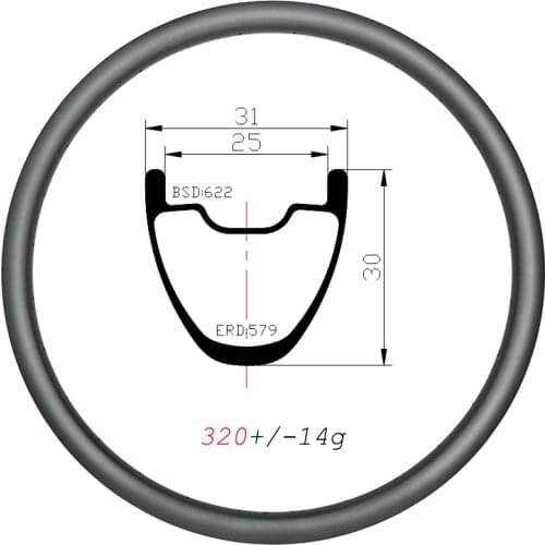 29er 320g SUPER LIGHT 31mm wide clincher tubeless MTB XC carbon rims 29 24H 28H 32H 30mm high hookless disc 29in mountain wheels