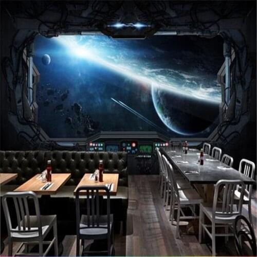 Custom 3d photo wallpaper personality space ship restaurant background wall painting bedroom living room sofa TV background wall