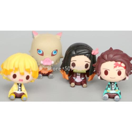 4pcs/set Demon Slayer Anime Figure Kimetsu no Yaiba Hashibira Inosuke Kamado Nezuko Action Figure Kamado Tanjirou Figurine Toys