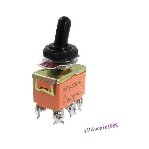 5pcs AC 250V 15A ON/ON 2 Position DPDT Toggle Switch with Waterproof Boot