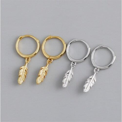 925 Sterling Silver Tassel Feather Pendant Charm Stud Earring For Women Jewelry Pendientes Accessories Oorbellen eh1285