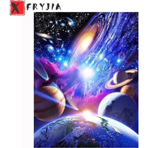 Full square Round drill Diamond embroidery Colorful universe planet 5D DIY diamond Painting Cross Stitch Rhinestone Mosaic