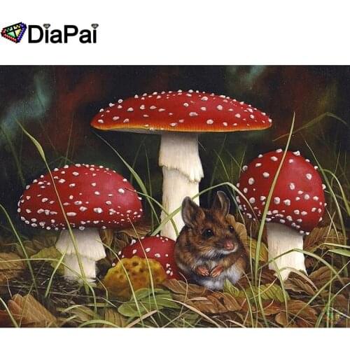 DIAPAI Diamond Painting 5D DIY 100% Full Square/Round Drill "Mushroom hamster" Diamond Embroidery Cross Stitch 3D Decor A24648
