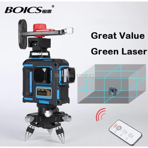 Free shipping Boics 12lines 8V4H laser line cross line laser rotary laser level self-leveling level laser with Infra-red remote