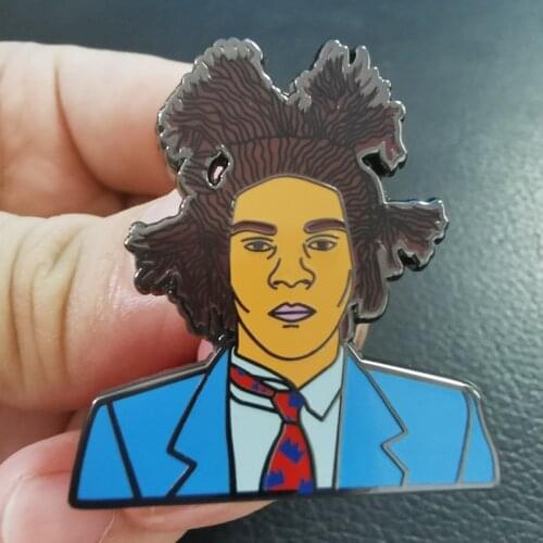 Basquiat Brooch Jean Painting Enamel Pin great artist Badge Popular Street Art Jewelry