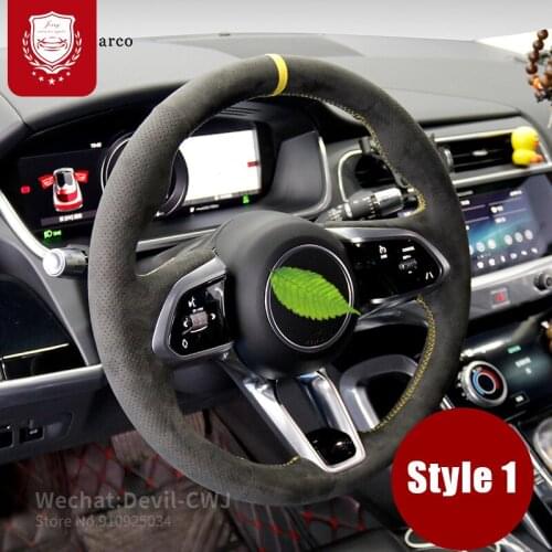 Steering wheel cover For Jaguar XF XJ XE F-PACE F-TYPE Alcantara Premium suede leather Hand stitch durable car accessories