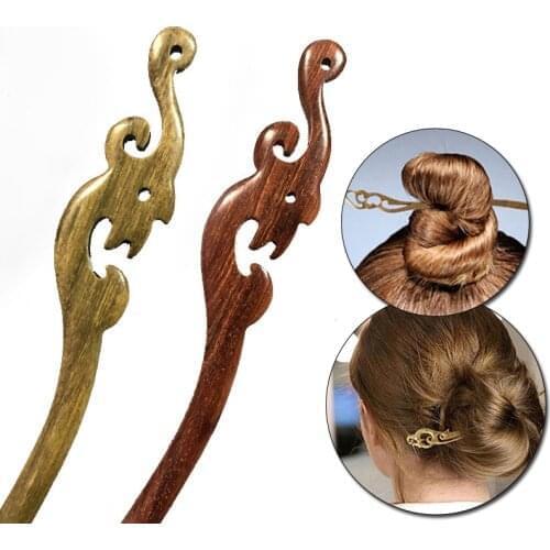 Chinese Vintage Hairpins Carved Wooden Sandalwood Chinese Style Chopsticks Hair Stick Ethnic Hair Pin Women Jewelry Accessories