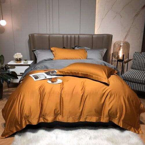 1000TC Australian cotton Bedding Set Duvet Cover Set Flat Sheet Pillowcase Solid Color Bed Set For Adult