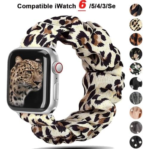 Leopard Strap for Apple watch band 40mm 44mm iWatch 42/38mm Elastic Nylon Solo Loop bracelet applewatch band serie 5 4 3 SE 6
