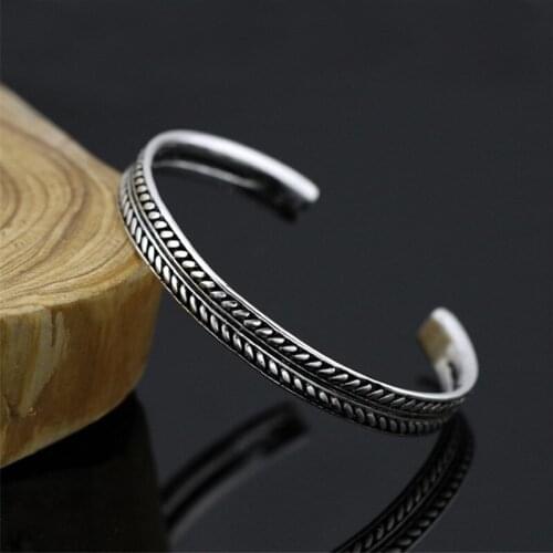Hot Silvery Color Vintage Leaves Pattern Open Bracelet Bangle for Women Men Jewelry