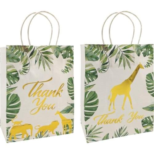 5pcs Cute Jungle Safari Thank you Bags Zoo Animals 1st Birthday Candy Bags Kids Happy Birthday Baby Shower Decoration Supplies