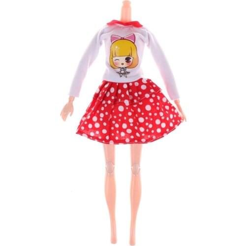 Handmade Fashion White Dots skirt Beautiful Sorts Party Dress For Dolls Clothes Best Girls Gift Kids Toy