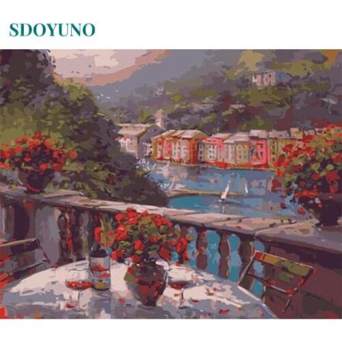 SDOYUNO 60x75cm Oil Painting By Numbers Scenery DIY Picture By Numbers Frameless Digital Hand Painting On Canvas Home Decoration