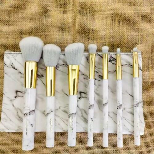 7 PCS Marble Face makeup brushes set with PU cosmetic bag professional tools for travel beauty brush