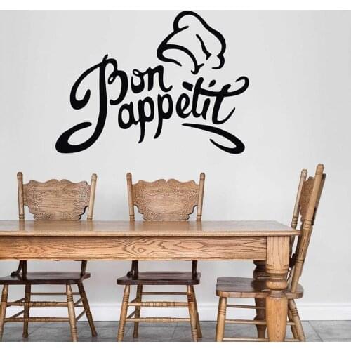 Bon Appetit Wall Stickers Removable Art Home Decor for Kitchen Restaurant Dining Room Vinyl Window Decal Art Chef Hat Mural M649