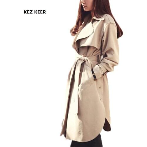 New 2018 Womens Trench coat work clothes double breasted long coat classic England style female Raincoat Business Outerwear