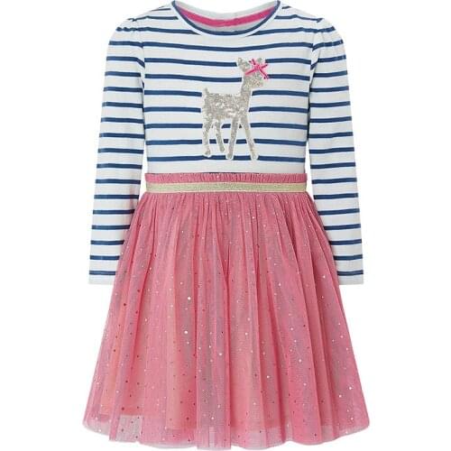 New Girls Dresses Shiny Gauze Stripe Splice Children Toddler Girls Dress