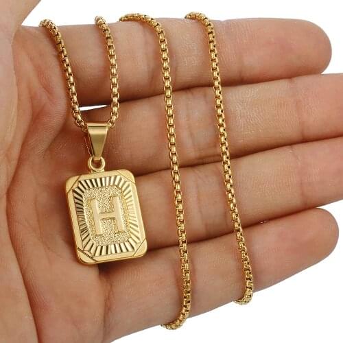Initial Letter Pendant Name Necklack Yellow Gold Letter J K Necklace For Women Men Best Friend Jewelry Gifts