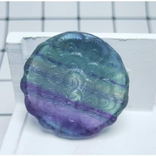 Rainbow Natural fluorite crystal peafowl pendant quartz roundness Love Gift Healing 1 pcs