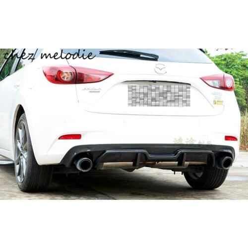 Top quality real carbon fiber Car dual outlet Rear bumper diffuser For new 2017-2019 Mazda 3 AXELA hatchback, sticking-on type