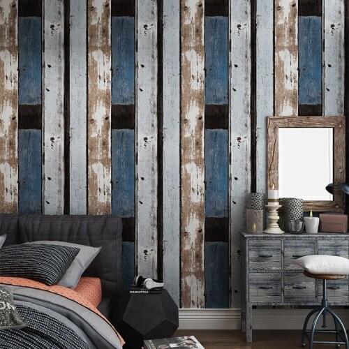 Q QIHANG Retro Industrial Style Personality Wood Board Fashion TV Background Bedroom Living Room Wallpaper 0.53m*10m=5.3m2