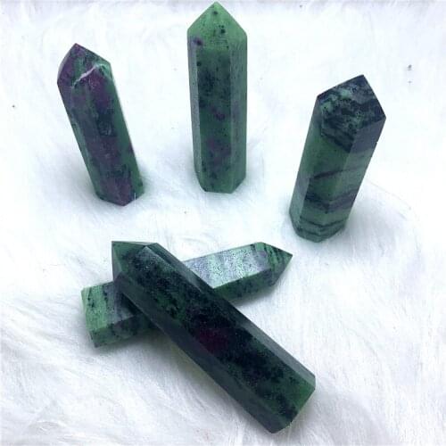 Carved natrual epidote wand reiki healing crystals point energy tower for home decoration