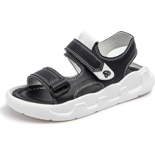 Childrens Beach Sports Sandals Sandalias Sender Summer New Style Girls Boys Solid Bottom Leather Stitching Soft Bottom Non-slip