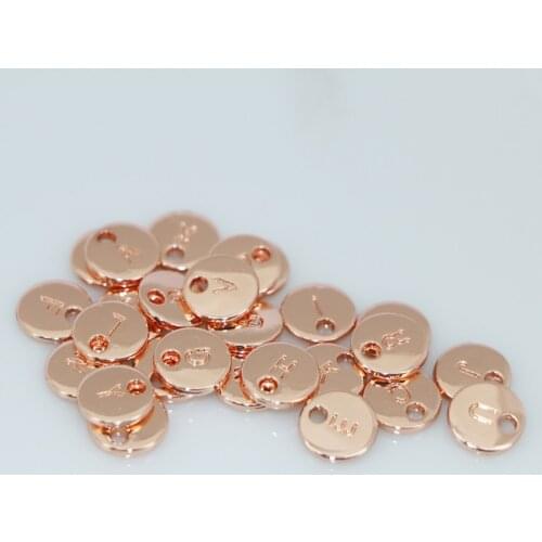 Top Quality 10 Pieces/Lot 10mm Rose Gold Color Alphabet A-Z Letter Tag Charms Stamp Initial Charm For Jewelry Making