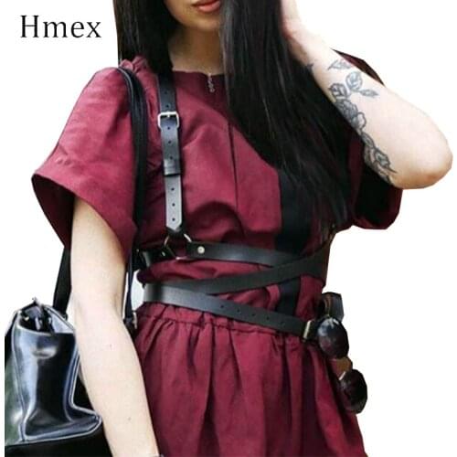 Goth Garters Belt Women Lingerie Adjustable Harness Bondage Leather Bra Erotic Strapon Bdsm Fetish Straps Body Harajuku Top
