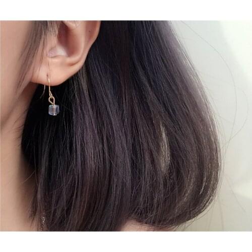 New Fashion Brincos Gold Plated Boucle D'oreille Jewelry Purple Crystal Square Pendant Earrings For Women Crystal Drop Earring