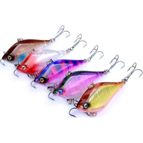 1PCS Fishing Lure Sinking Laser VIB Lure Wobbler 13.9g 6cm 5 Colors Available Vibration With 2 Fishing Hooks Crankbaits