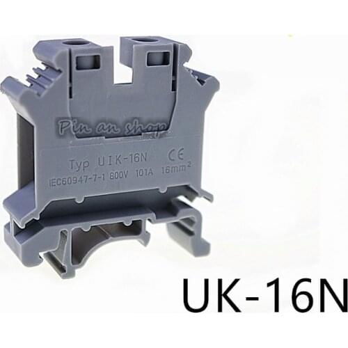 10pcs UK-16N DIN Rail Universal Terminal Blocks Screw Type UK16N Phoenix Type High Quality