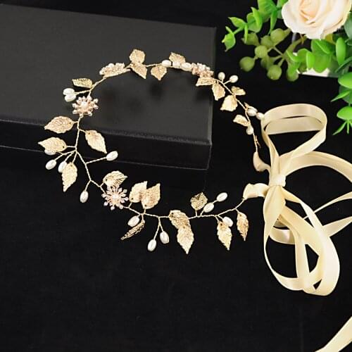 100% Handmade Gorgeous Golden Leaves Wedding Belt Alloy Flower Bridal Belt Beaded Belts Bride Pearl Belts Prom Dress Belt Sash