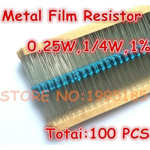 100pcs/lot 10K ohm 1% 1/4W 10K Metal Film 10Kohm 0.25W 1% ROHS