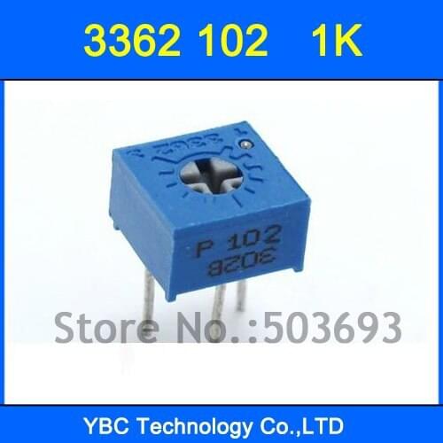 100pcs/lot 3362 102 1KR Variable Resistors 3362P Potentiometer